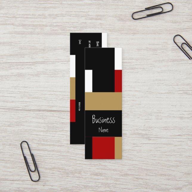 Business Card Abstract Red Black White Tan Geo (Front/Back In Situ)