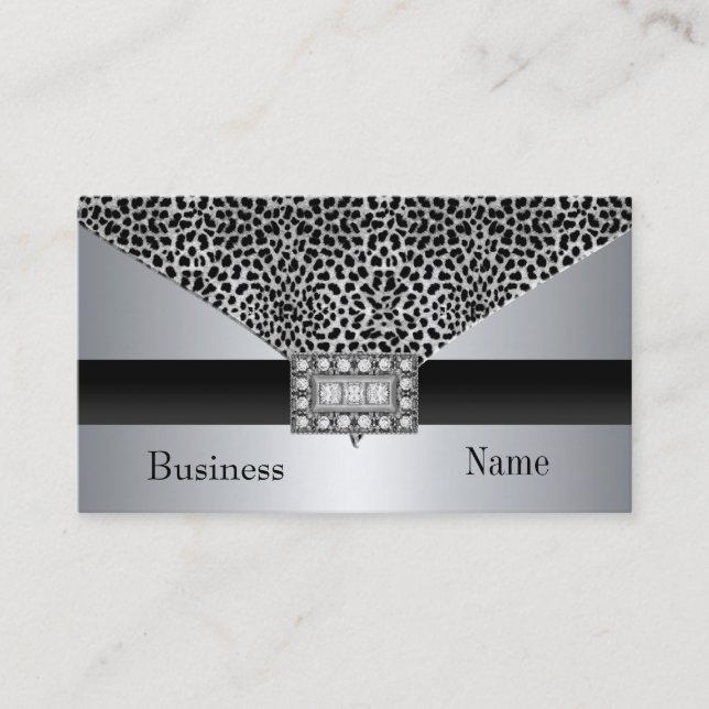 Business Card Animal Skin Silver Black (Front)