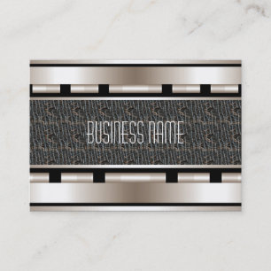 Business Card Art Deco Black Cream Leather