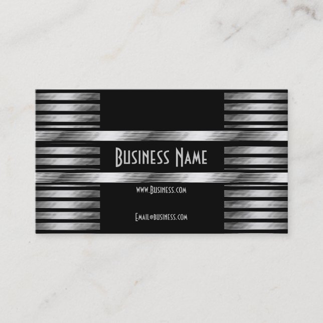 Business Card Art Deco Black Silver (Front)