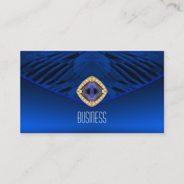 Business Card Art Deco Blue Diamond Jewel (Front)