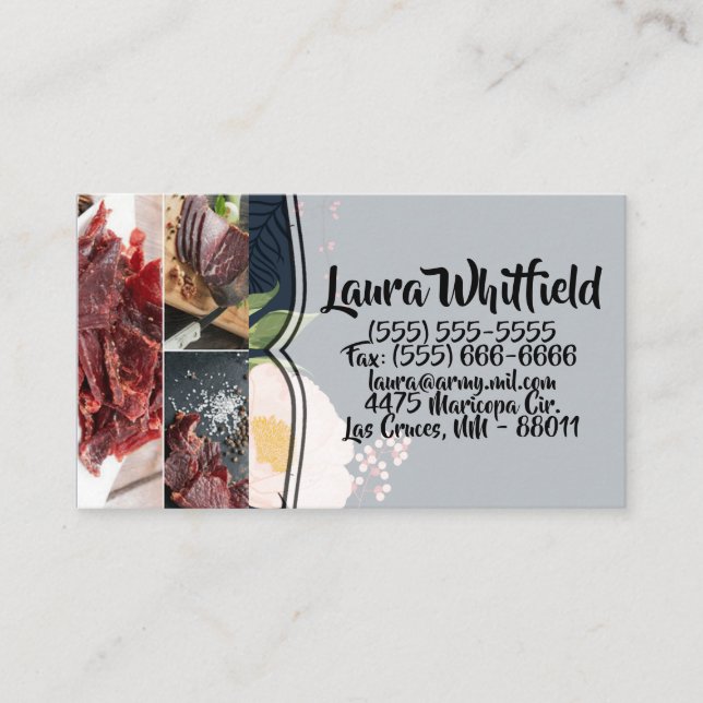 Business Card Baby Pink Cosmos on Navy (Front)