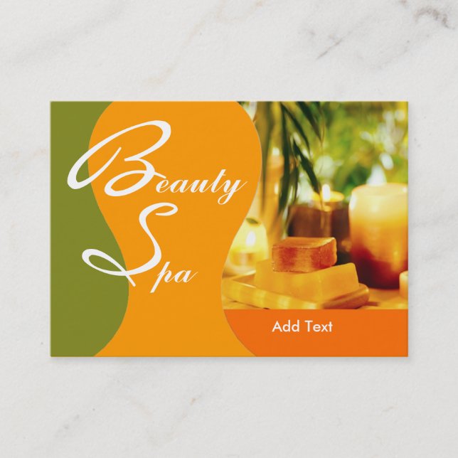 Business Card Beauty Health Spa Salon Green Yellow (Front)