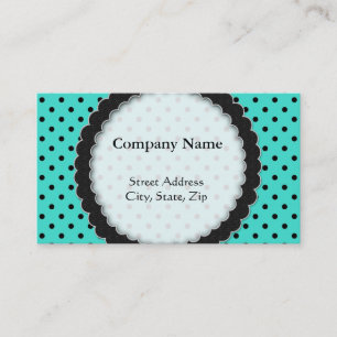 Business card Black and Turquoise Polka Dot
