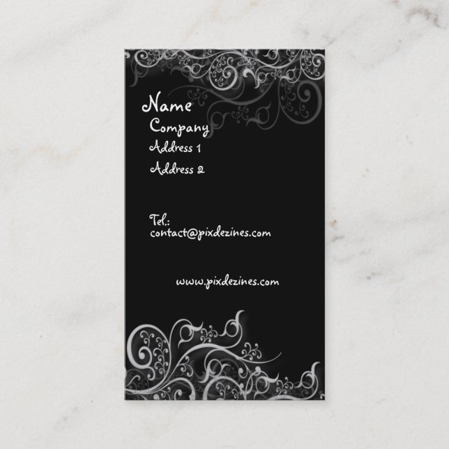business card black and white swirls (Front)