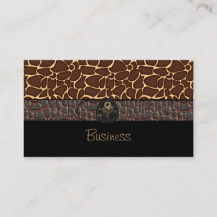 Business Card Black Animal Leather Brown Belt