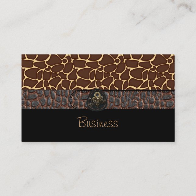 Business Card Black Animal Leather Brown Belt (Front)