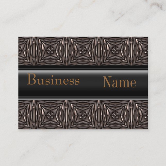 Business Card Black Brown Metal look Embossed (Front)