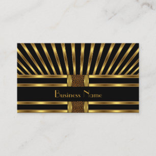 Business Card Black Gold Stripe Curve 3