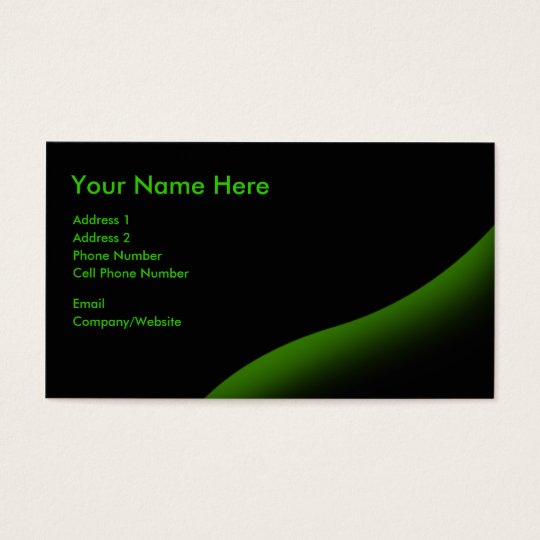 Business Card - Black - Green Swirl
