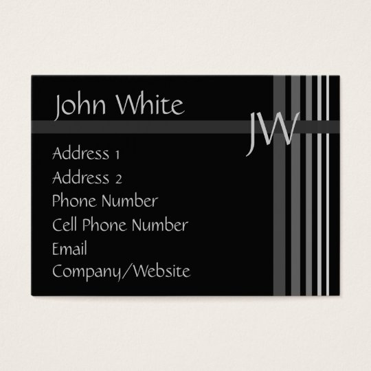 Business Card - Black & Grey Stripe - Monogram