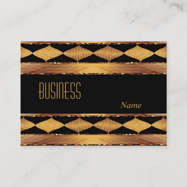 Business Card Black Old Gold Inca Pattern (Front)