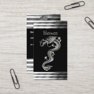 Business Card Black Silver Dragon Serpent Jewel