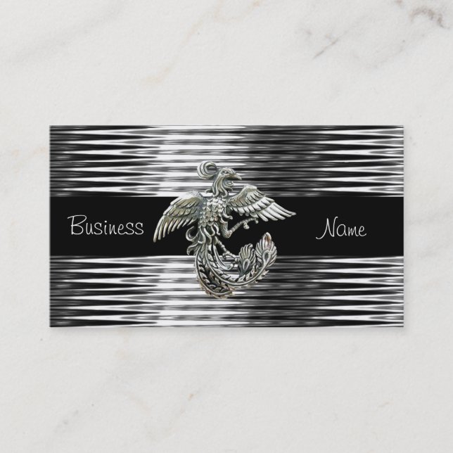 Business Card Black Silver Phoenix Bird  Jewel (Front)