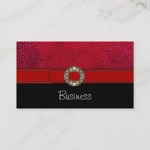Business Card Black White Leather Red Belt Jewel
