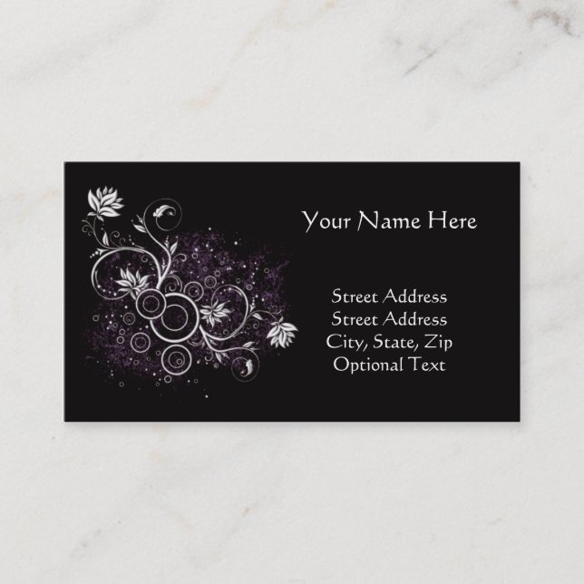 Business Card Black with White and Purple (Front)