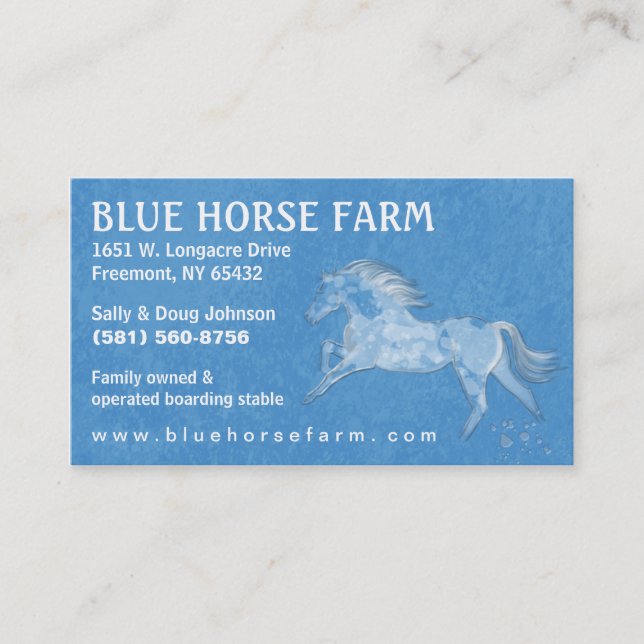 Business Card - Blue Backround White Horse (Front)