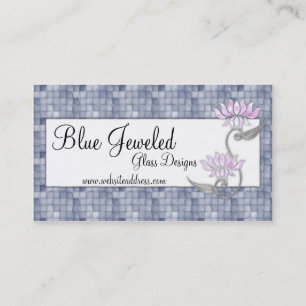 Business Card :: Blue Glass & Jewelled