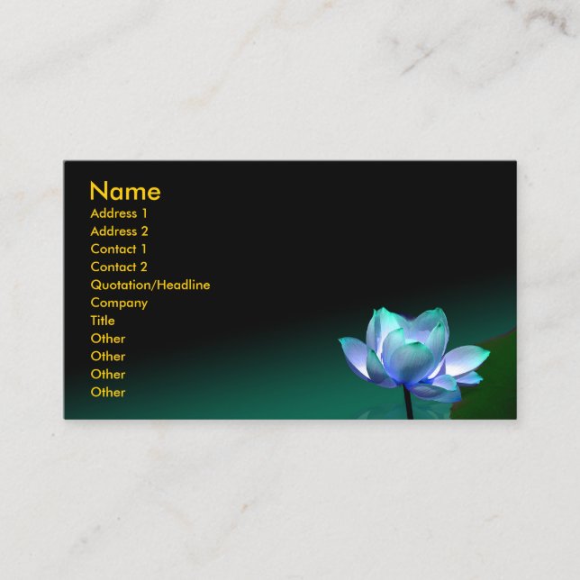 Business card, Blue lotus and buddha Business Card (Front)