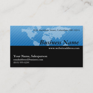 Business Card :: Blue World Map Design 1