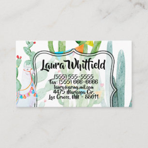 Business Card Boho Llama Bohemian Cacti Desert Flo