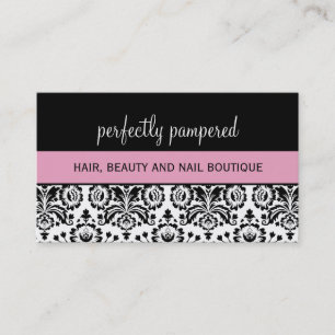 BUSINESS CARD bold damask black pale pink
