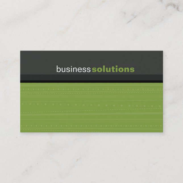 BUSINESS CARD bold modern linear leaf green grey (Front)