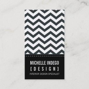 BUSINESS CARD bold trendy chevron stripes black