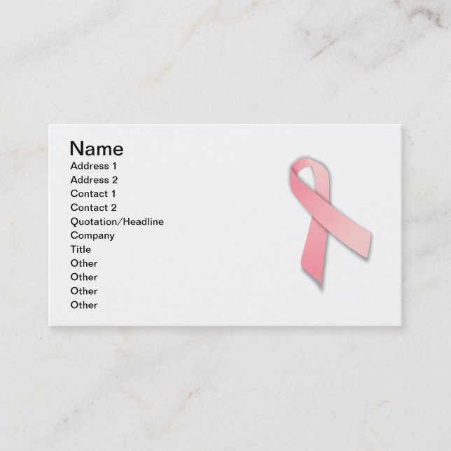 Business Card Breast Cancer Awareness Pink Ribbon (Front)
