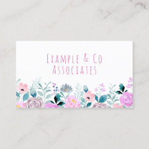 Business Card, Bright Pink Watercolor Flowers Business Card