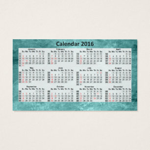 Business Card Calendar 2016 Blue Marbeled.