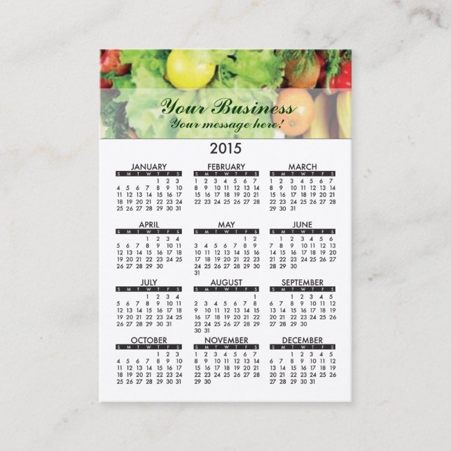 Business Card Calendar Fresh Produce (Front)