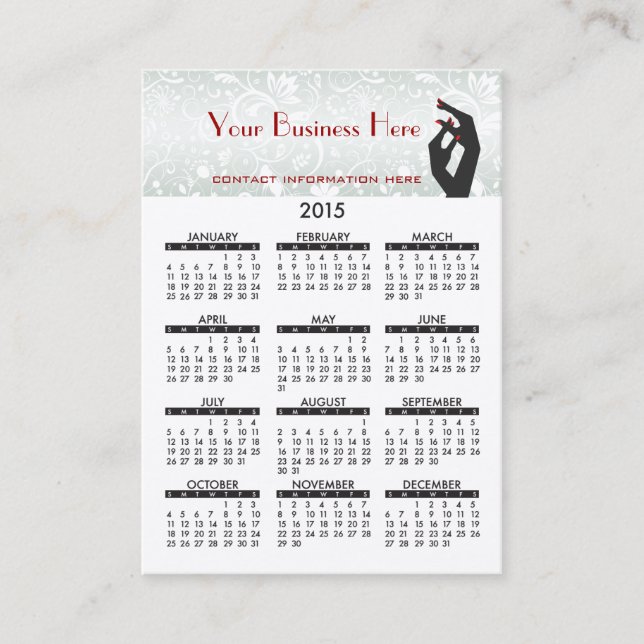 Business Card Calendar Nail Salon (Front)