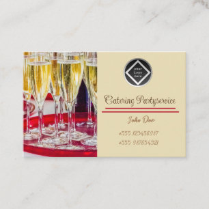 Business card: champagne glasses + champagne cater business card