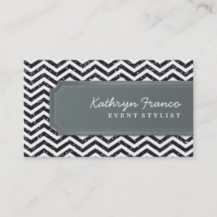 BUSINESS CARD chevron stripe black glitter effect