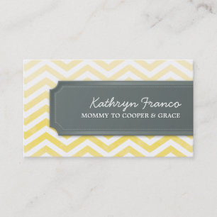 BUSINESS CARD chevron stripe yellow watercolor