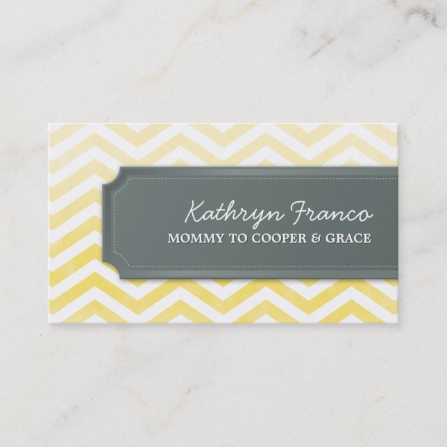 BUSINESS CARD chevron stripe yellow watercolor (Front)