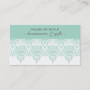BUSINESS CARD classy damask mint green grey