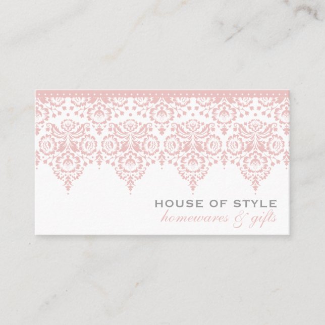 BUSINESS CARD classy damask pale pink (Front)