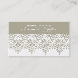 BUSINESS CARD classy damask stone taupe brown
