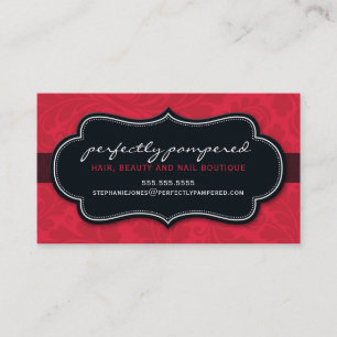 BUSINESS CARD classy flourish cherry red black
