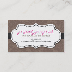 BUSINESS CARD classy flourish chocolate pink black