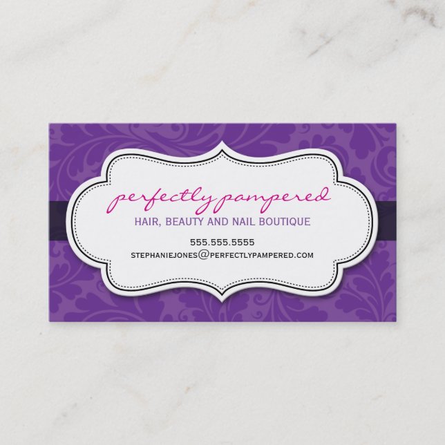 BUSINESS CARD classy flourish violet purple black (Front)