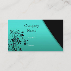 Business Card Company Elegant Teal Black Floral