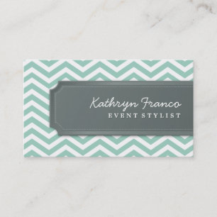 BUSINESS CARD cool chevron stripe pale green grey