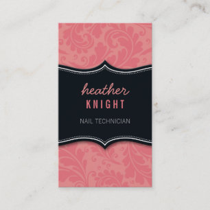 BUSINESS CARD cool flourish black coral pink