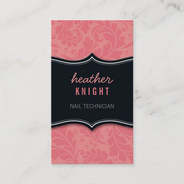 BUSINESS CARD cool flourish black coral pink (Front)