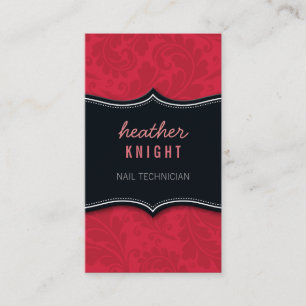 BUSINESS CARD cool flourish black red coral