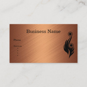 Business Card Copper Black Floral Abstract