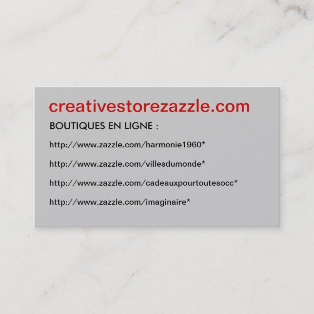 Business Card creativestorezazzle - (Front)